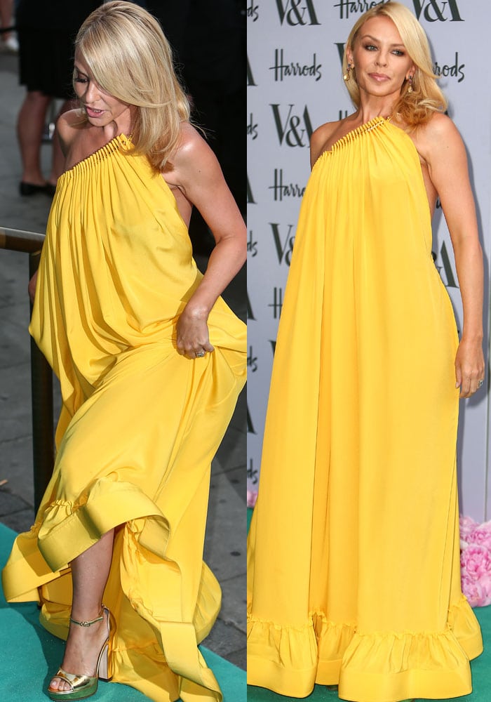 Kylie Minogue wears a sunny yellow Stella McCartney dress to the annual Victoria & Albert Summer Party