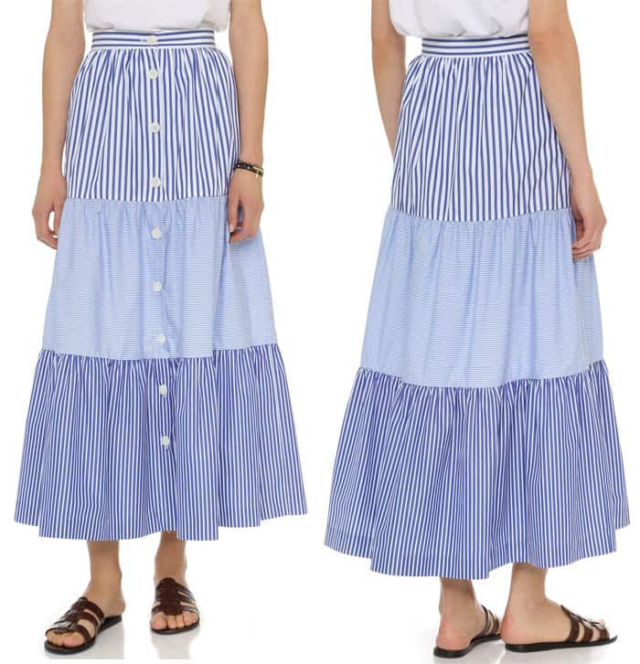 MDS Stripes Mixed Stripe Peasant Skirt
