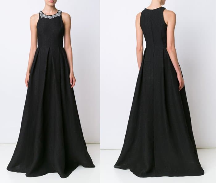 Marchesa Notte Embellished Neck Gown