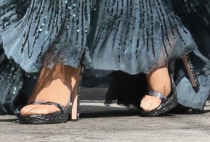 Mariah Carey wearing glittering sandals