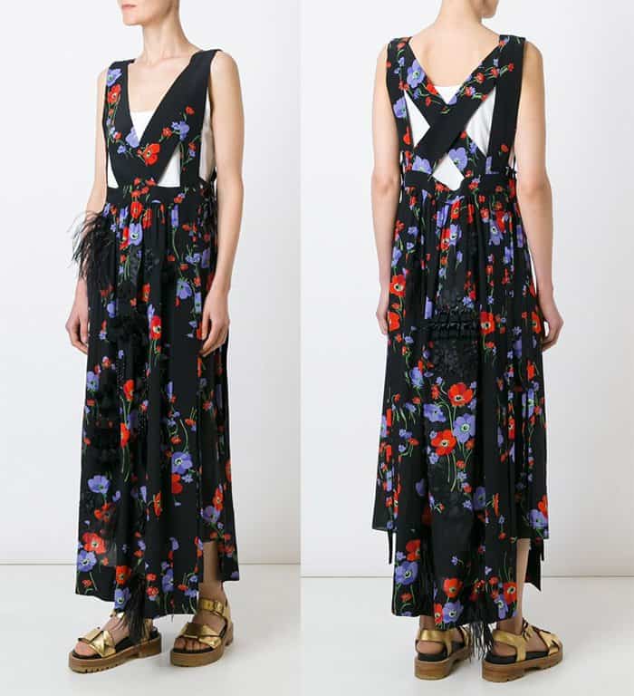 N21 Flower Print V-Neck Long Dress