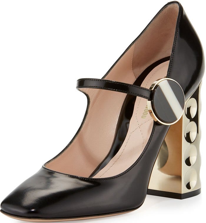 Black and Gold Nicholas Kirkwood "Carnaby" Mary Jane Pumps