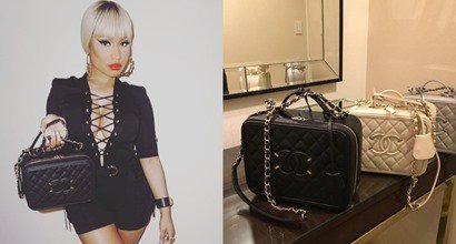 Chanel bodycon Navy Blue dress worn by Nicki Minaj in Nice to Meet