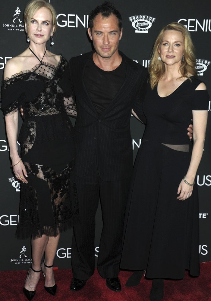 Actors Nicole Kidman, Jude Law, and Laura Linney at the "Genius" New York Premiere