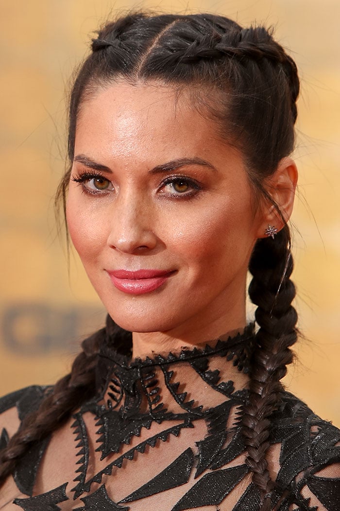 Olivia Munn braids her hair at Spike TV's 10th annual Guys Choice Awards held June 4, 2016 in Culver City