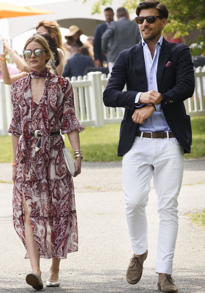 Olivia Palermo and Johannes Huebl arrive at the Veuve Clicquot polo match together