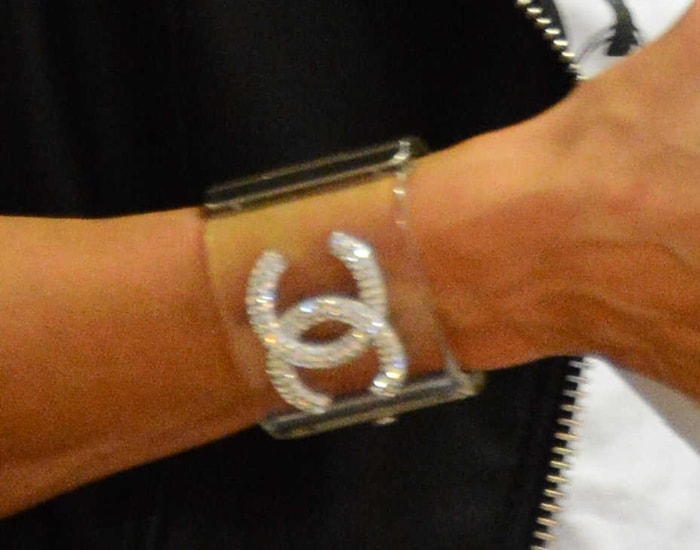 Paris Hilton's Chanel lucite cuff with crystal CC embellishments