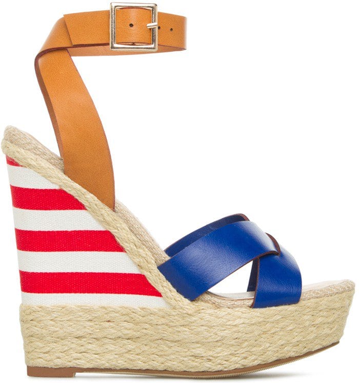 Patriotic American Flag Rope Platform Wedges