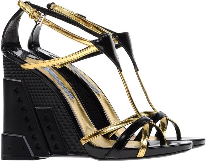 Prada Perforated Sandals Gold Sandals