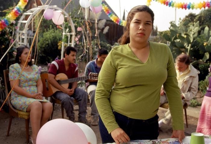 The 2002 American comedy-drama film Real Women Have Curves stars America Ferrera as Ana Garcia, a Mexican-American teenager from East Los Angeles who struggles with her cultural identity and body image while working in her sister's garment factory