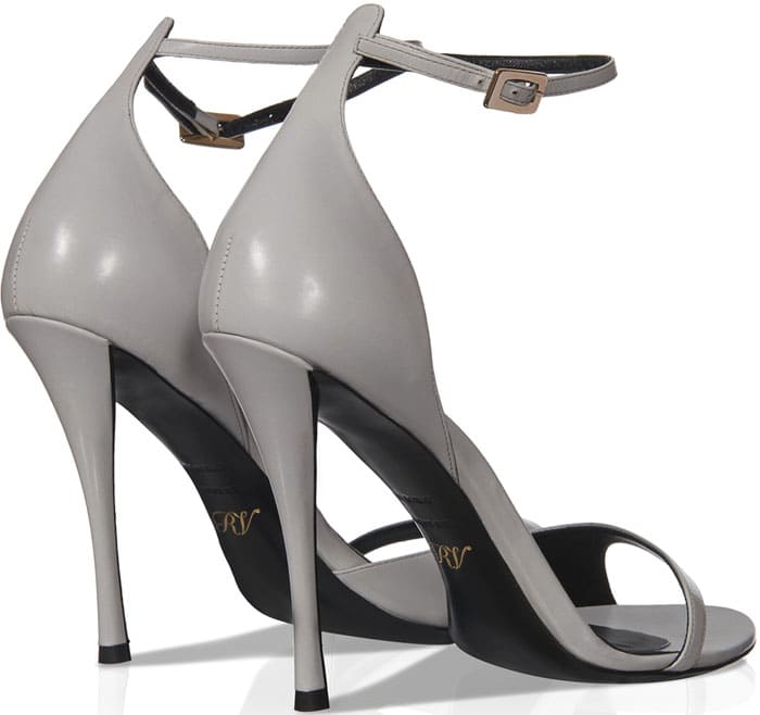 Gray Leather Roger Vivier "Sin" Leather Sandals