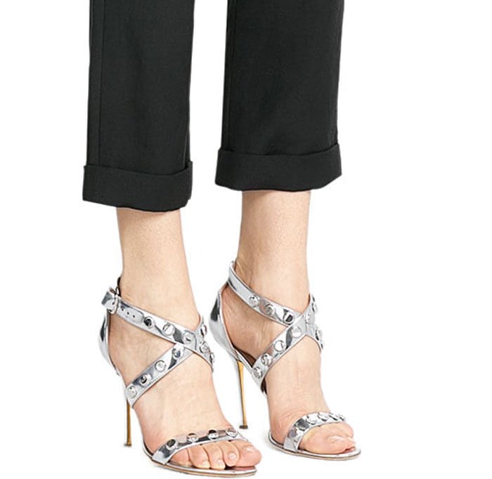 Silver Rupert Sanderson Tiffany Embellished Metallic Sandals