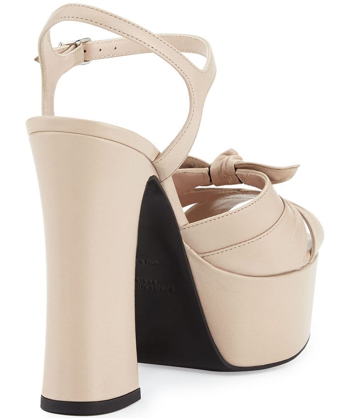 Saint Laurent "Candy" Leather Platform Sandal in Poudre