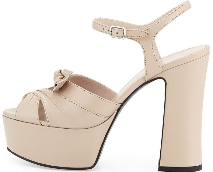 Saint Laurent "Candy" Leather Platform Sandal in Poudre