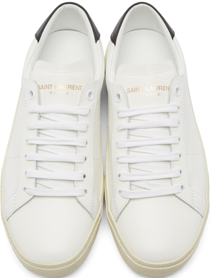 White Saint Laurent Classic Court Leather Sneakers