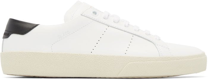 White Saint Laurent Classic Court Leather Sneakers