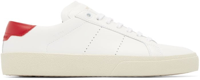 White Saint Laurent Classic Court Leather Sneakers