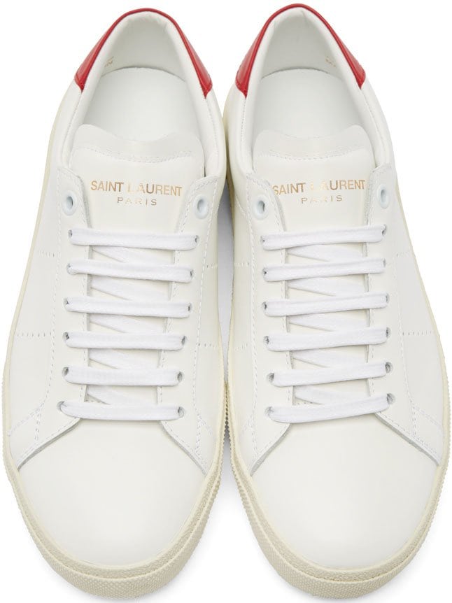 White Saint Laurent Classic Court Leather Sneakers