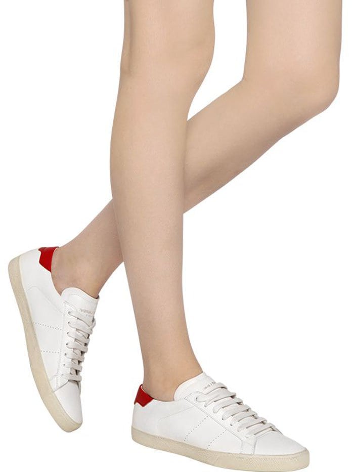 White Saint Laurent Classic Court Leather Sneakers