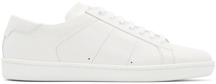 White Saint Laurent Classic Court Leather Sneakers