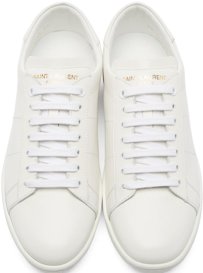 White Saint Laurent Classic Court Leather Sneakers