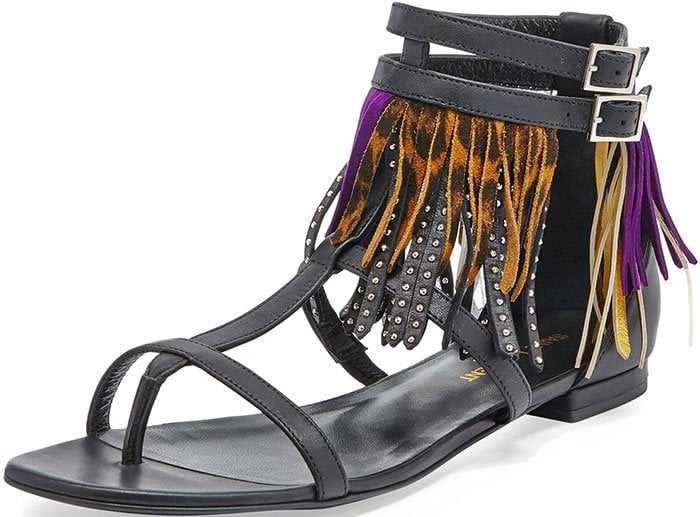 Saint Laurent's Nu Pieds sandals feature suede fringe style for that festival feel