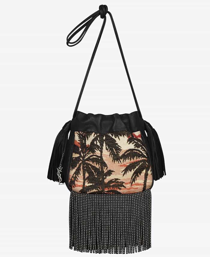 Saint Laurent Small Helena Fringed Bucket Bag