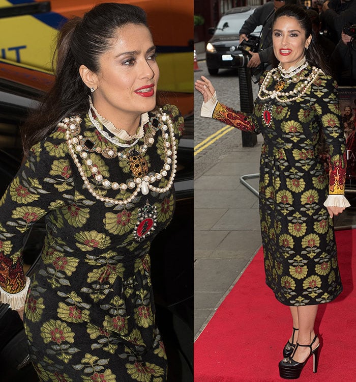 Salma Hayek in a vintage dress at the Tale of Tales gala screening