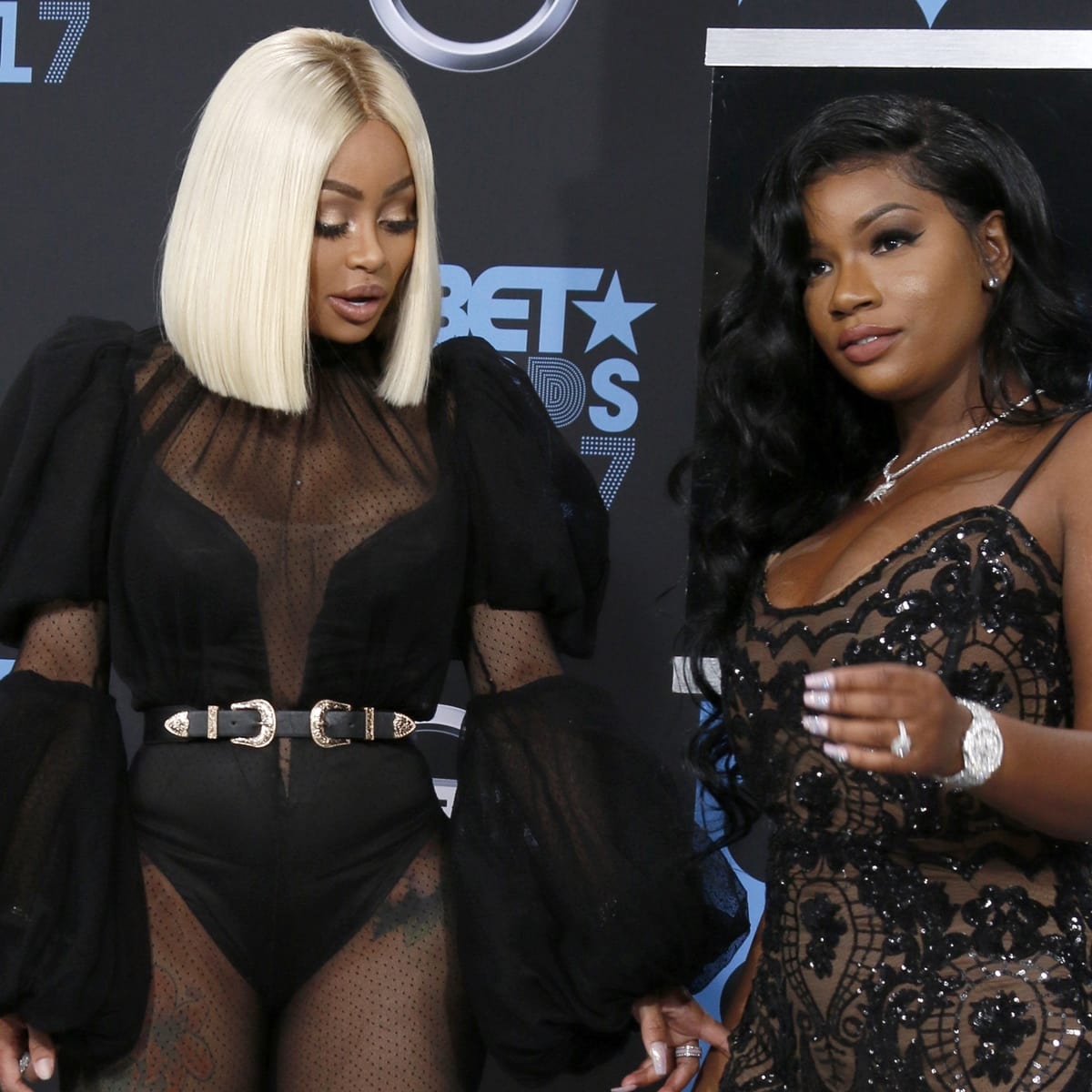 Blac Chyna (L) and her mom Shalana Jones-Hunter at the 2017 BET Awards