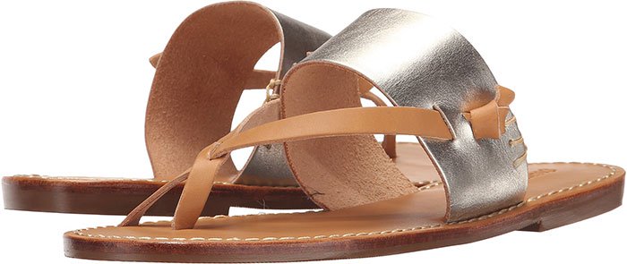 Crisscross sandals crafted from two-tone leather sandals