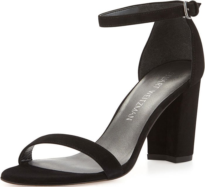 Black Stuart Weitzman "Nearlynude" Suede Sandals