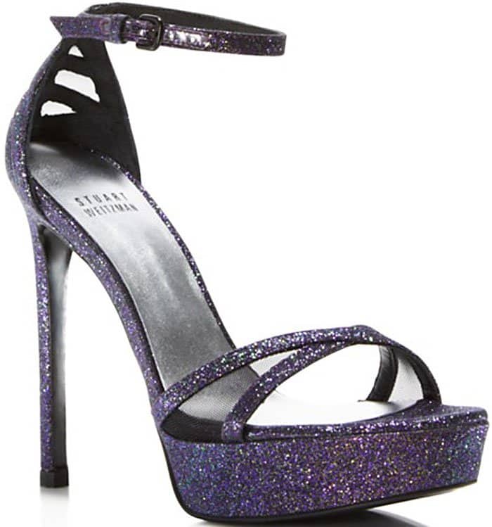 Stuart Weitzman Tizyou Glitter Ankle Strap Sandals