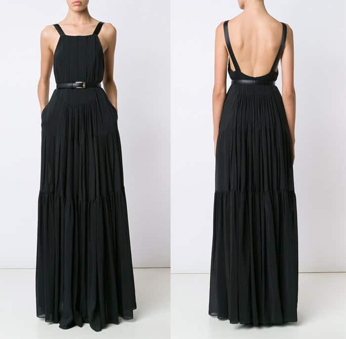 Vera Wang Bib Neck Apron Gown