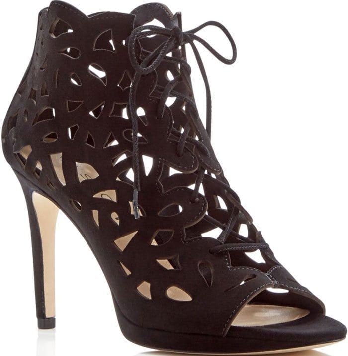 Black Via Spiga "Oria" Cutout Caged Sandal Booties