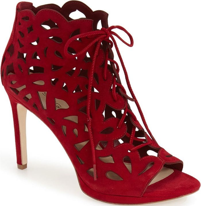 Red Via Spiga "Oria" Cutout Caged Sandal Booties