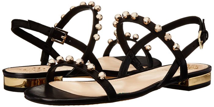 Vince Camuto Hopper Black Round Stud Embellished Flat Sandal