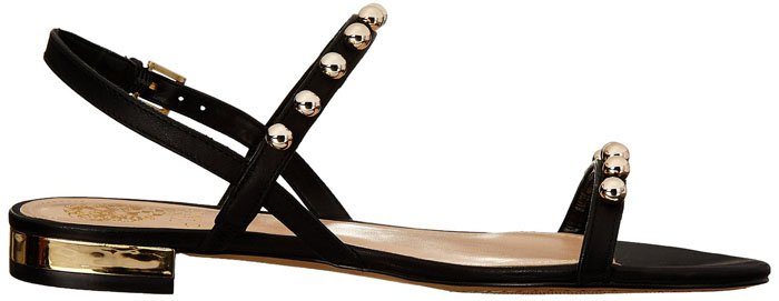 Vince Camuto Hopper Black Round Stud Embellished Flat Sandal