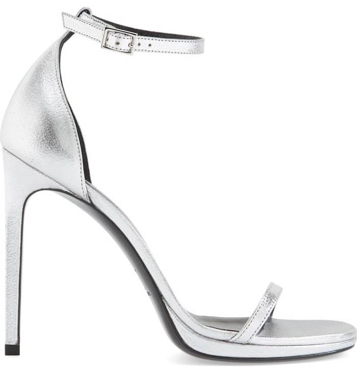 Saint Laurent "Jane" leather sandals in silver