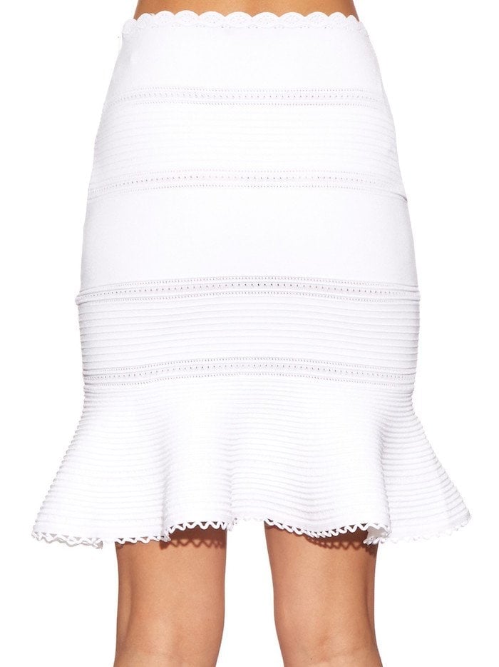 Alexander McQueen Ruffle-Trimmed Stretch-Knit Mini Skirt