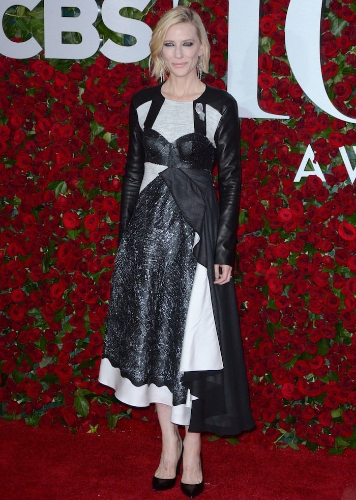 Cate Blanchett stuns on the red carpet in an intricate patchwork dress from Louis Vuitton
