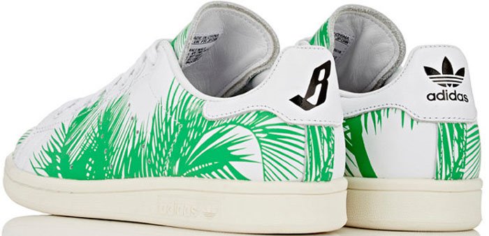 adidas, Pharrell Williams and his Billionaire Boys Club label teamed up on the iconic Stan Smith, giving the classic tennis shoe a tropical motif
