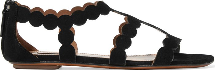 Alaia Circle Laser Cut Suede Sandals