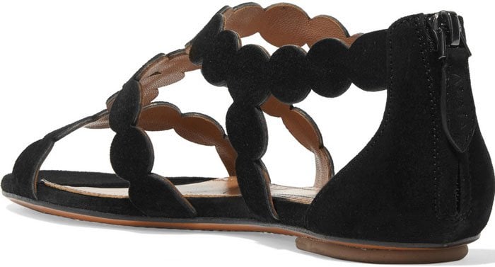 Alaia Circle Laser Cut Suede Sandals