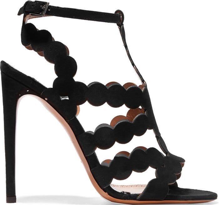 Alaia Laser-Cut Suede Sandals