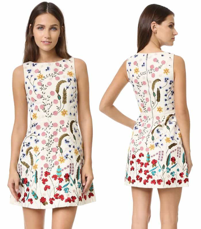 Alice + Olivia Lindsey Embroidered Pouf Dress