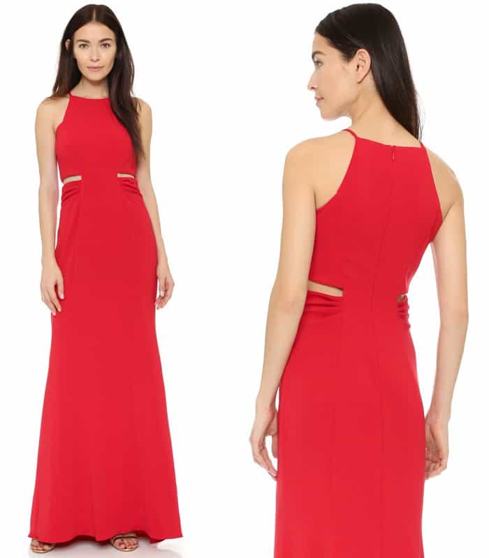 Badgley Mischka Collection Racer Neck Cutout Gown