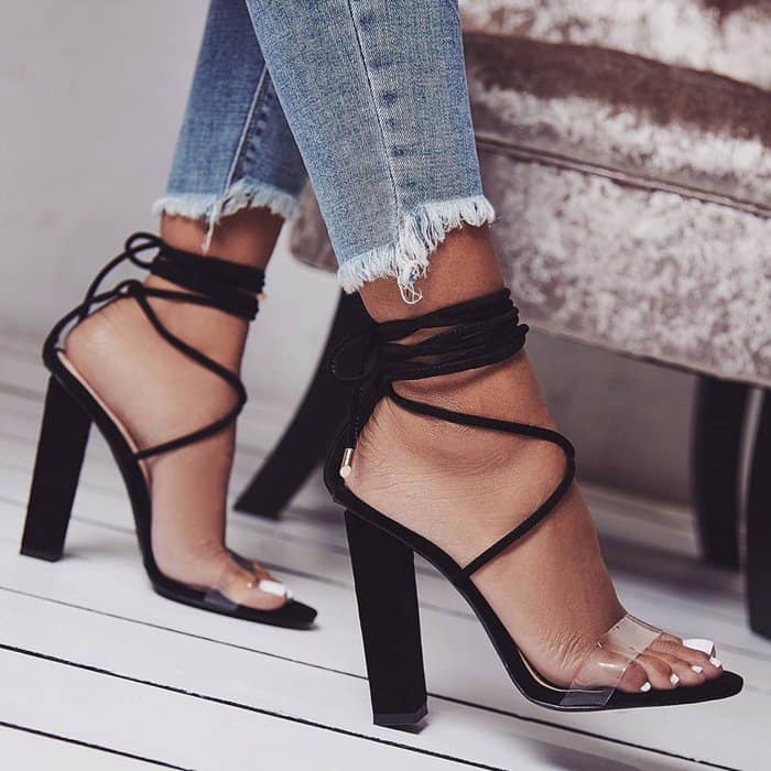 Bello Perspex Lace Up Block Heel