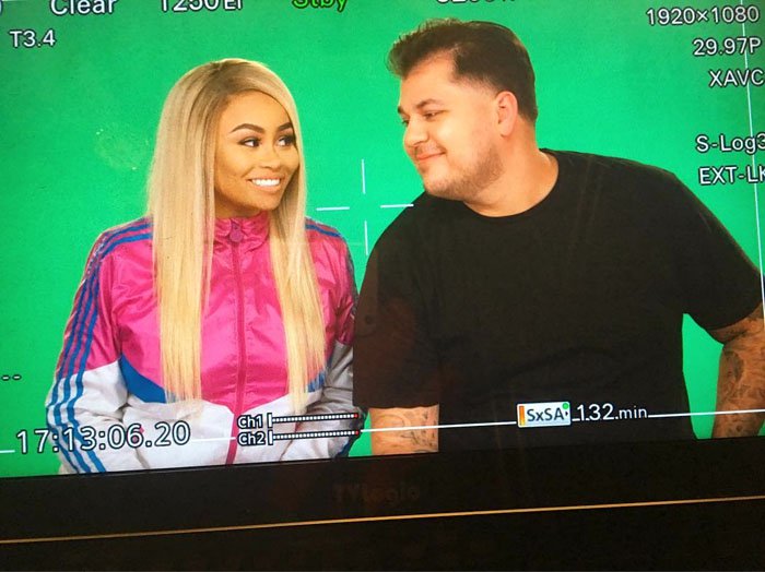 Rob Kardashian and Blac Chyna filming for the American reality television series Rob & Chyna