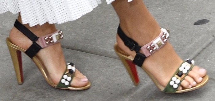 Blake Lively's feet in pyramid-studded Christian Louboutin sandals