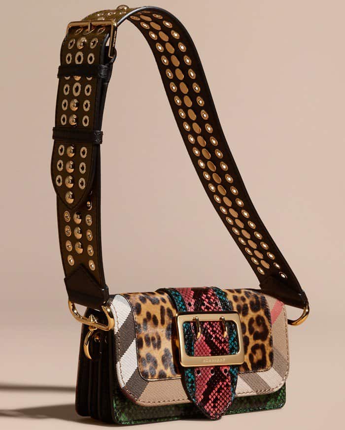 Burberry Leopard Print Calfskin and Snakeskin